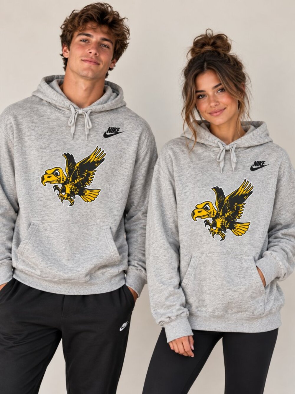 Nike Iowa Hawkeyes Hoodie Medium Gray Logo NCAA College Football Unisex